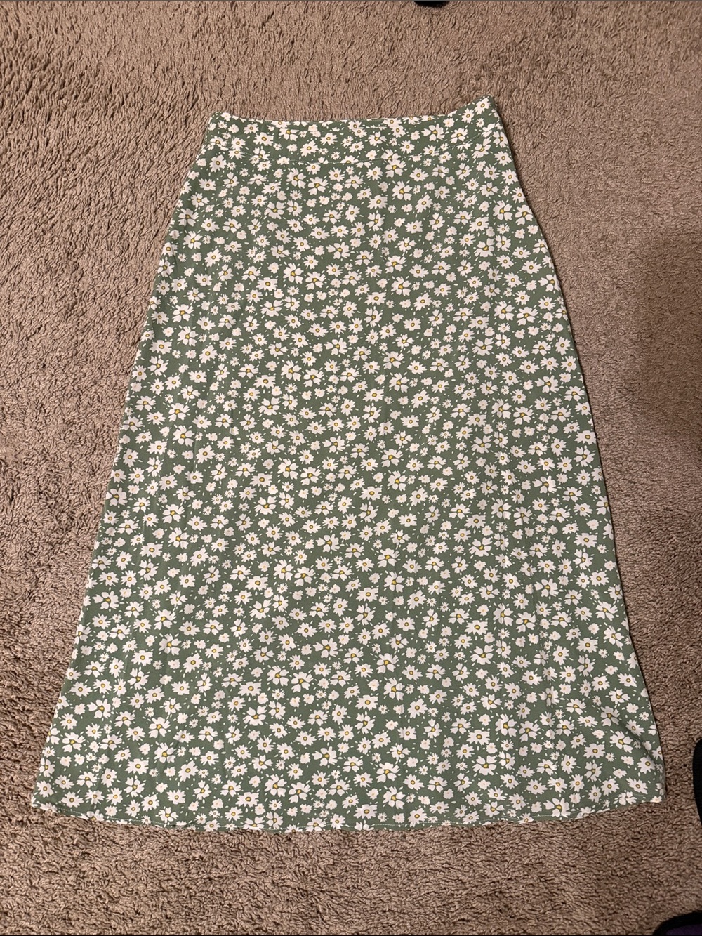Amazon Green Daisy Print Midi Skirt